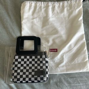 Staud Shirley Clear Bag with Checkerboard